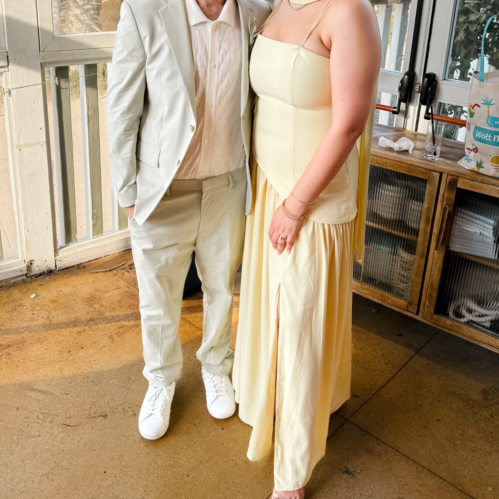 Butter Yellow Asymmetrical Wedding Guest Dress